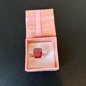 Red stone 14 K gold plated ring